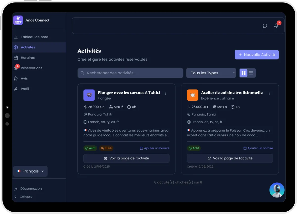 Anoe Connect dashboard